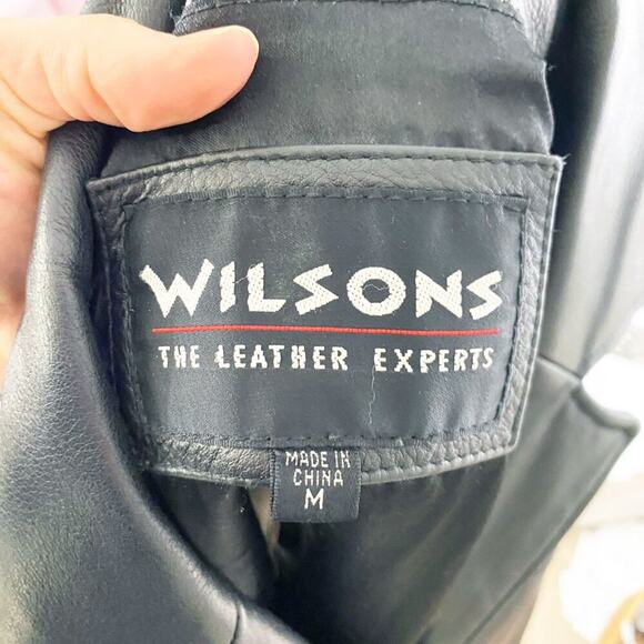 Vintage Y2K Wilsons Black Leather Jacket Women's Size Medium Button Up EUC - Picture 6 of 8